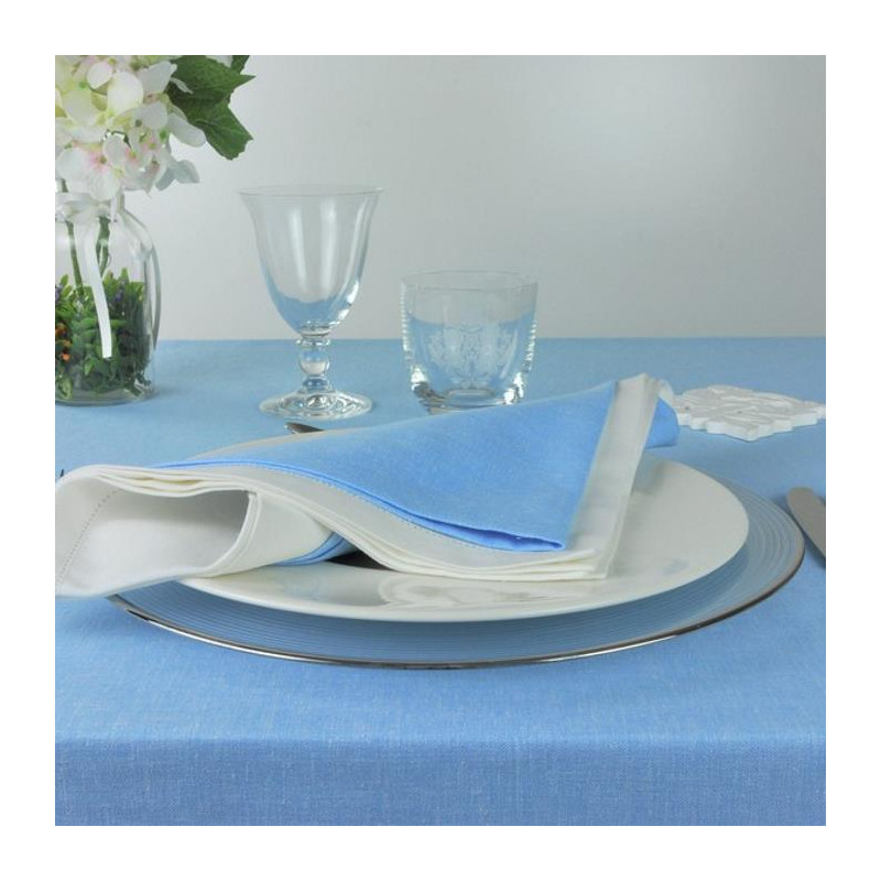 Serviette de table bleue en Lin personnalisée