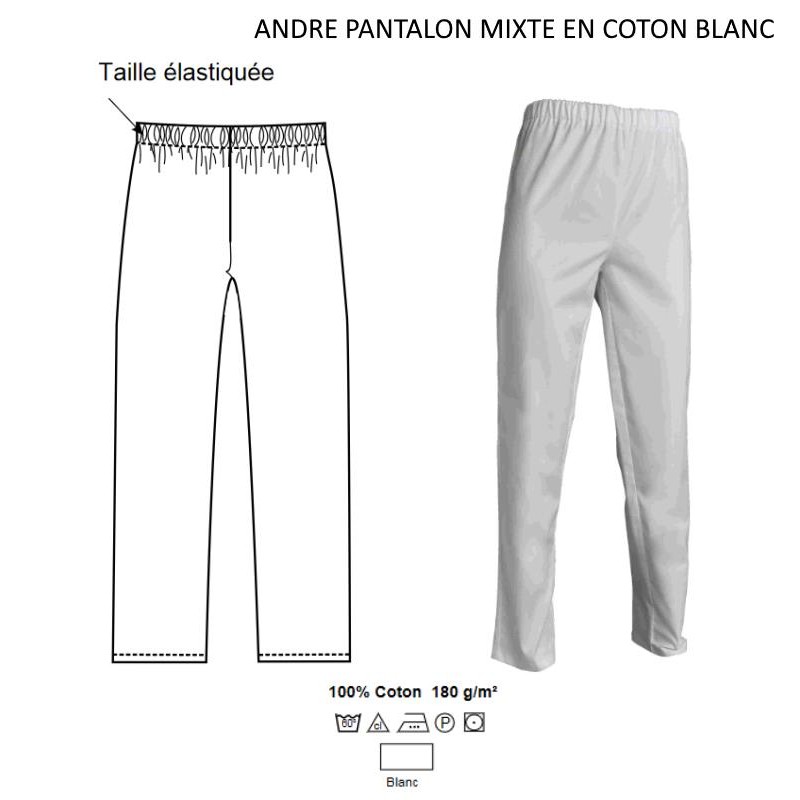 Pantalon de travail mixte 100% coton - ANDRE(E) - 180 gr/m²