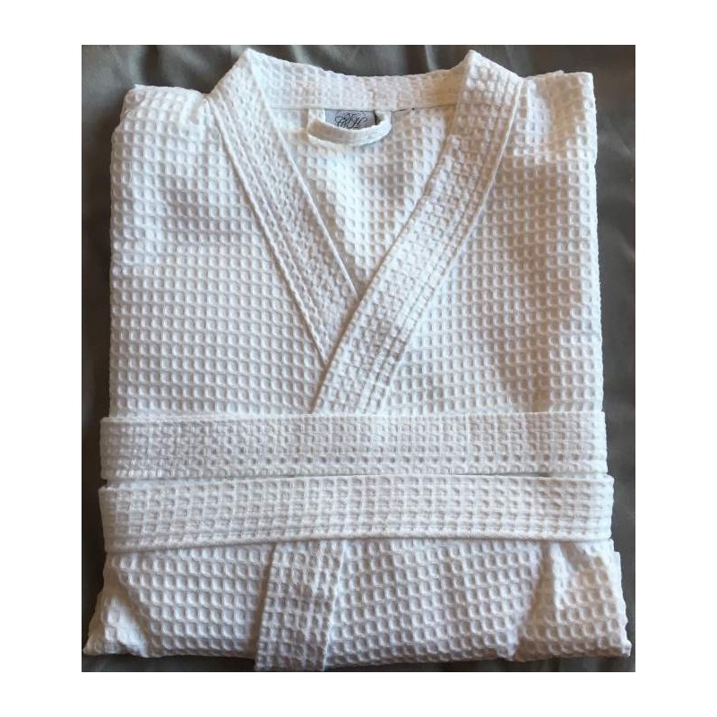 Peignoir Spa brodé en coton gaufré - Comptoir Textile Hôtelier