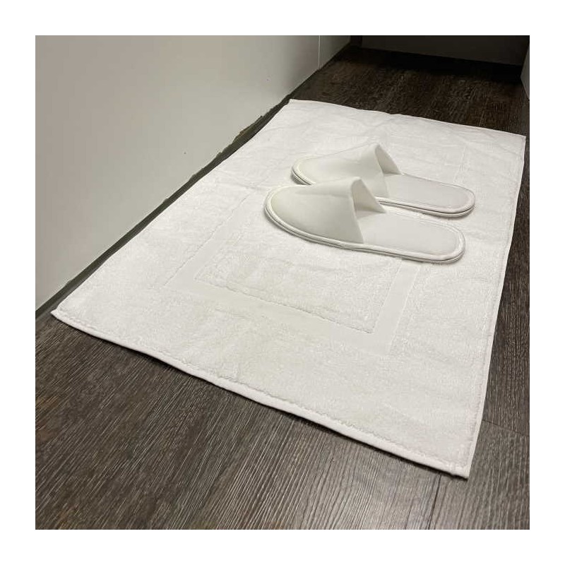 Tapis de bain professionnel 100% coton blanc - Comptoir Textile