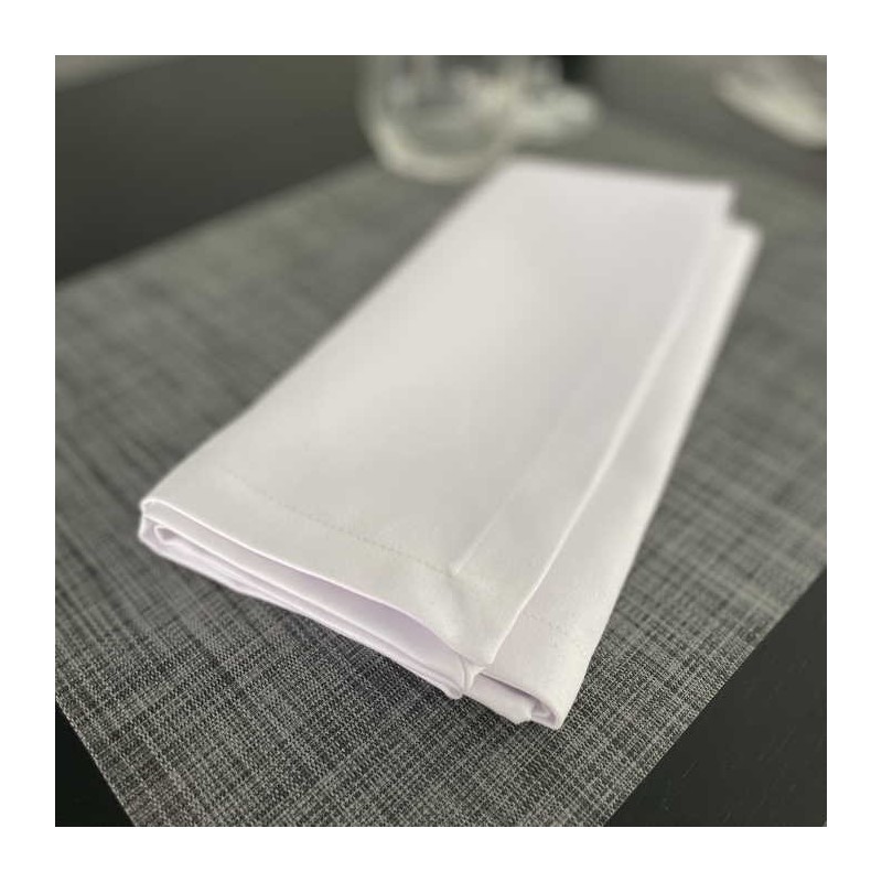 Serviette de table professionnelle en polycoton blanc - IBIZA