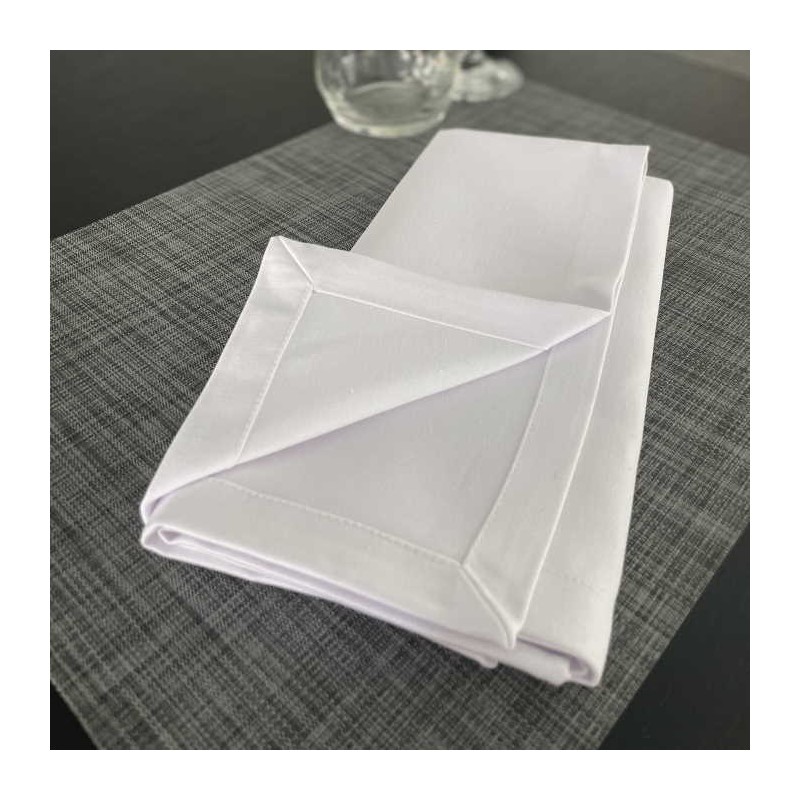 Serviette de table professionnelle en polycoton blanc - IBIZA