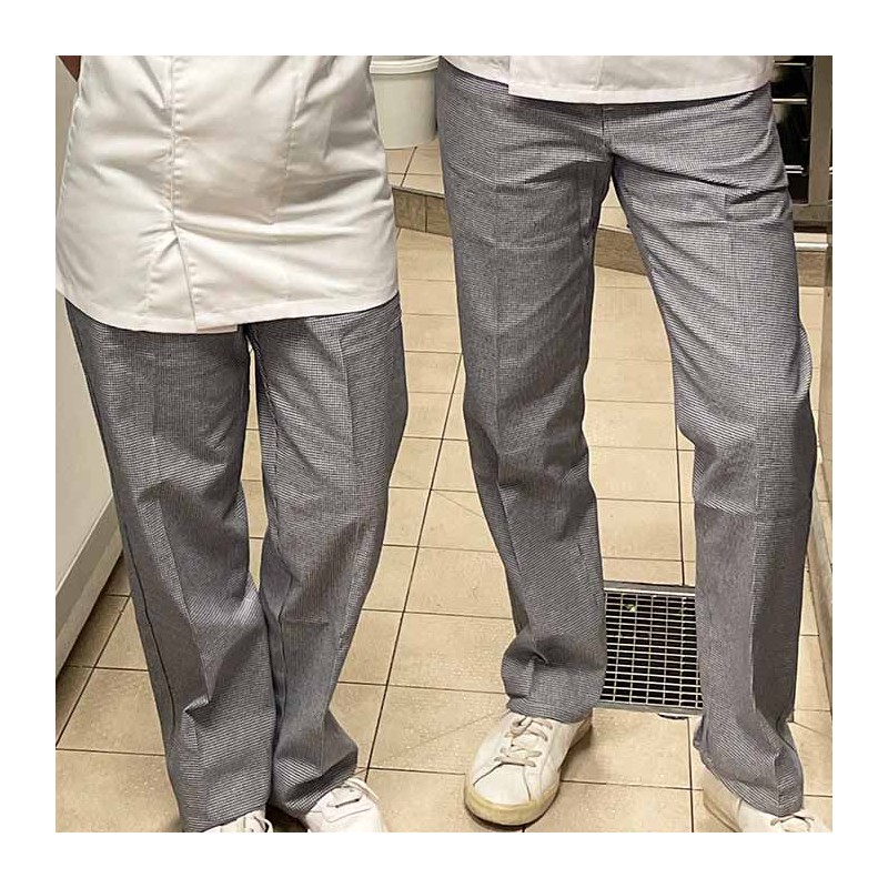 Pantalon cuisine pied de poule - HERVE - Coton 245 gr/m²