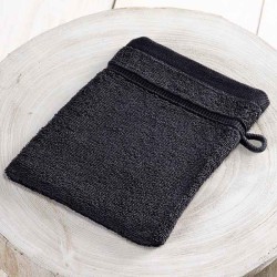 Gant de toilette 100% coton cardé à fils compacts - ebony