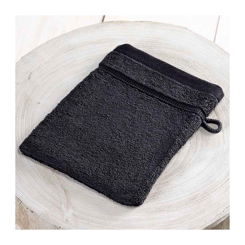 Gant de toilette 100% coton cardé à fils compacts - ebony